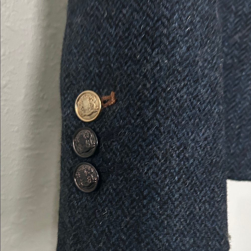New Zara Navy Women's Blazer with Gold Button - Picture 6 of 9